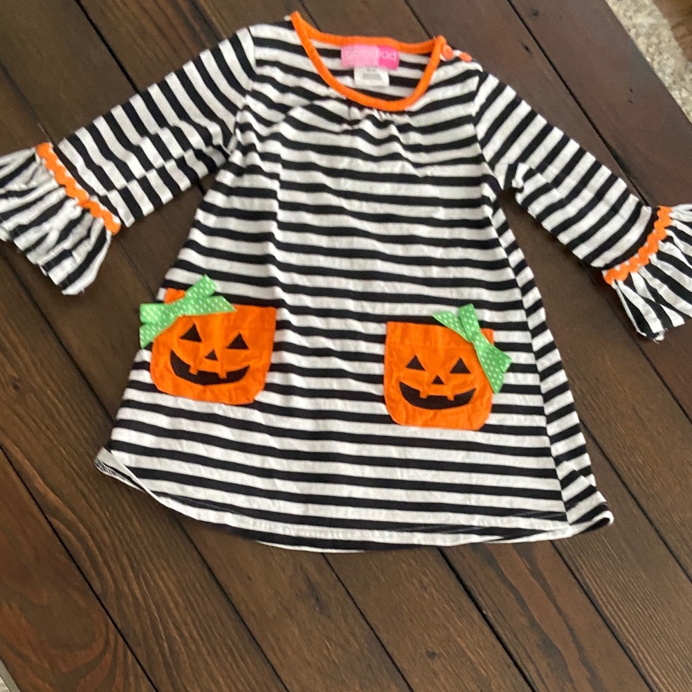 Good Lad Black and White Striped Pumpkin Dress size-2T - Picture 5 of 6